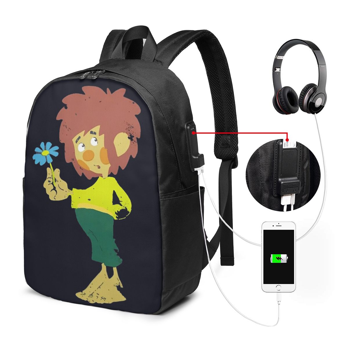 Travel Bags - Pumuckl Blume - Figur Backpack Travel