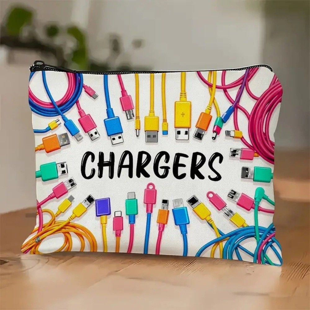 Cosmetic Bags - New Canvas Charger Storage Pouch Zipper