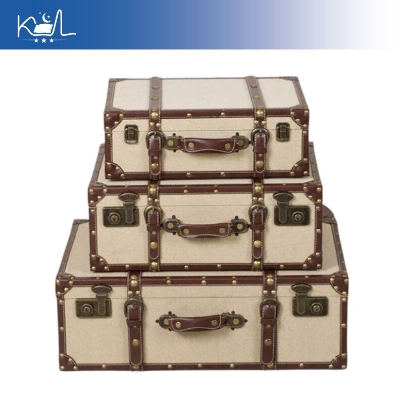 Vintage Linen Fabric Storage T - Retro Vintage Trunk Suitcase review and price