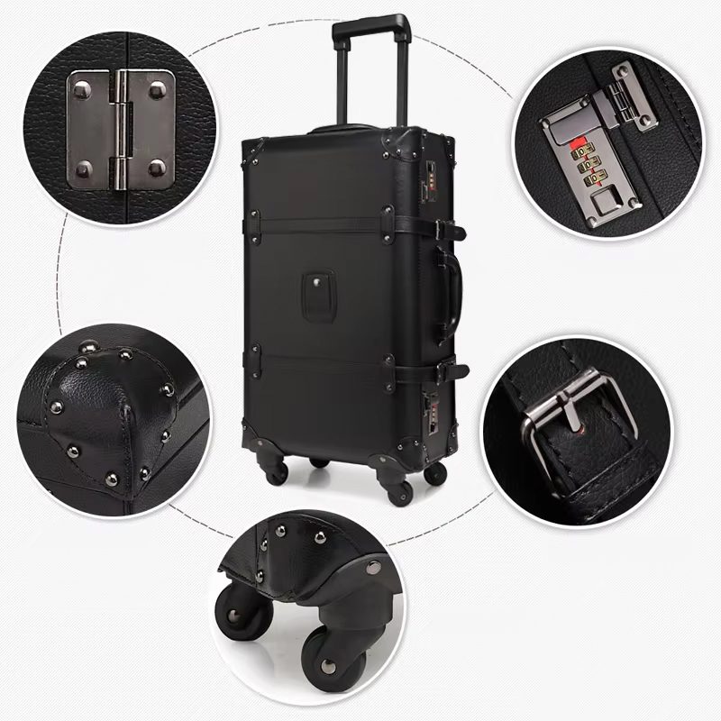 New Retro Rolling Luggage Spin - Retro Vintage Trunk Suitcase review and price